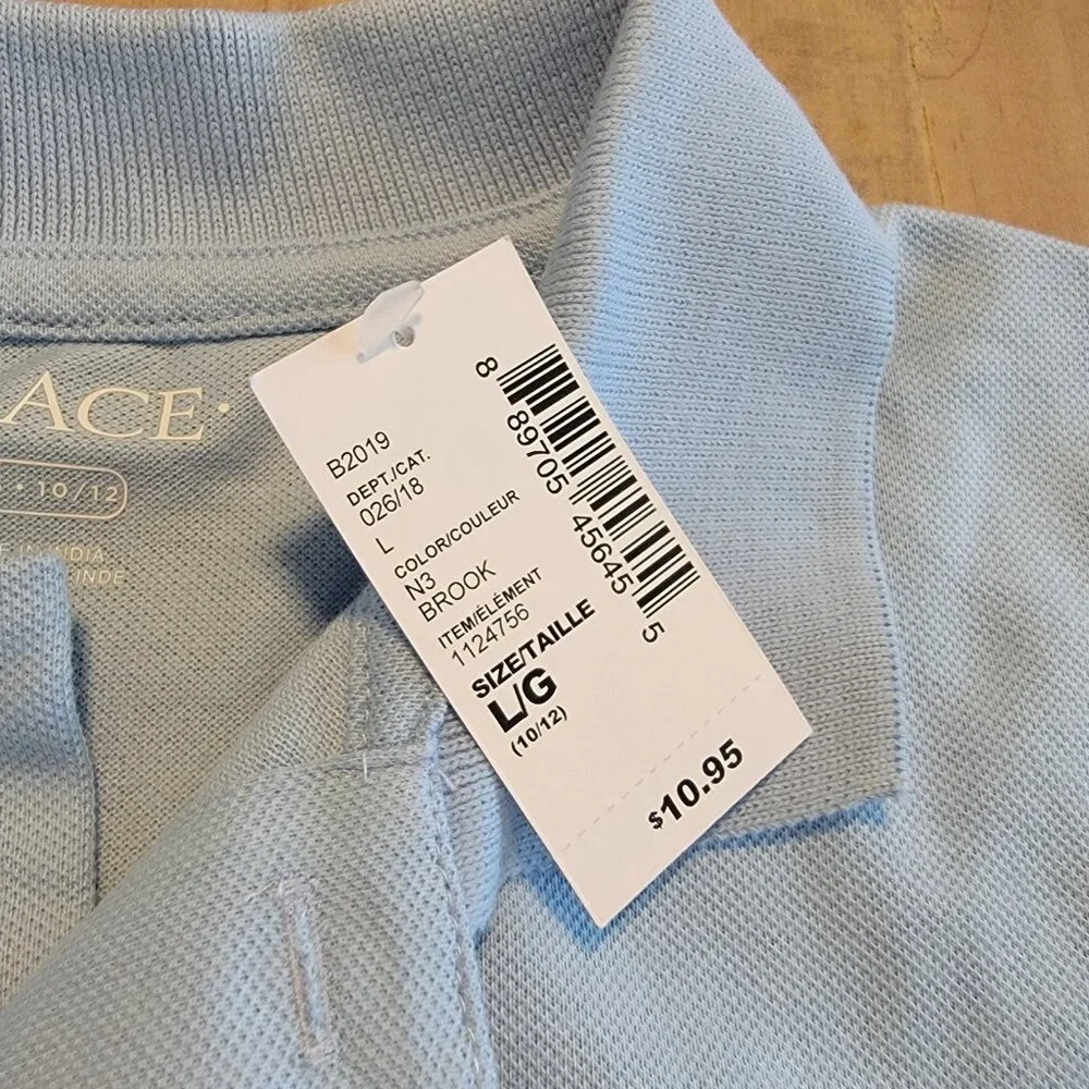 The Childrens Place Boys‎ Light Blue Short Sleeve Polo Size L 10/12 NWT
